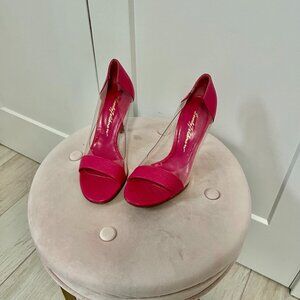 Beverly Feldman Vintage Pink Leather & Plastic Heels Size 8